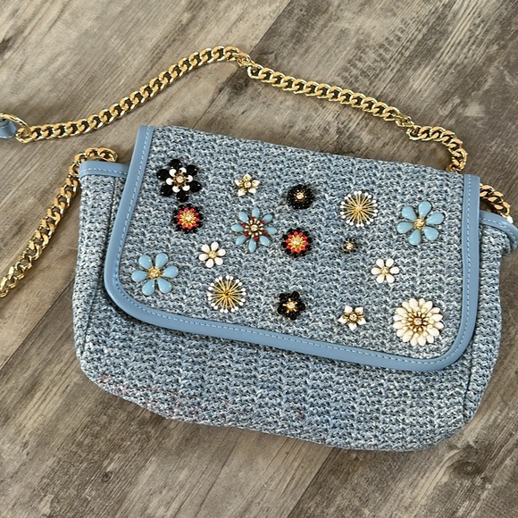 Zara tweed crossbody bag with floral embellishments - Picture 2 of 10